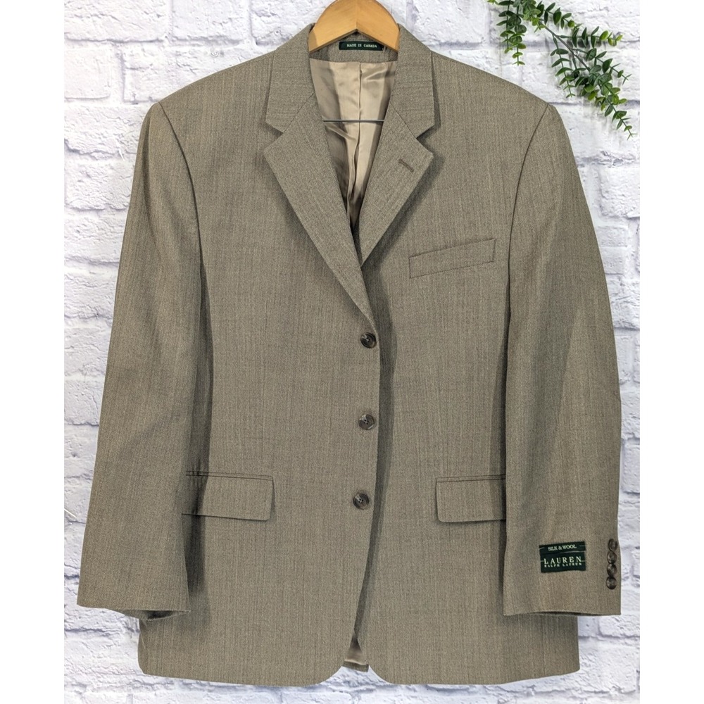 NWT!🚨Lauren Ralph Lauren Suit Jacket 46? (👀Measurements Silk Wool) Herringbone